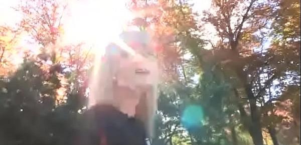  "Hey, wanna fuck me" Blonde teen gives her pussy away at the park